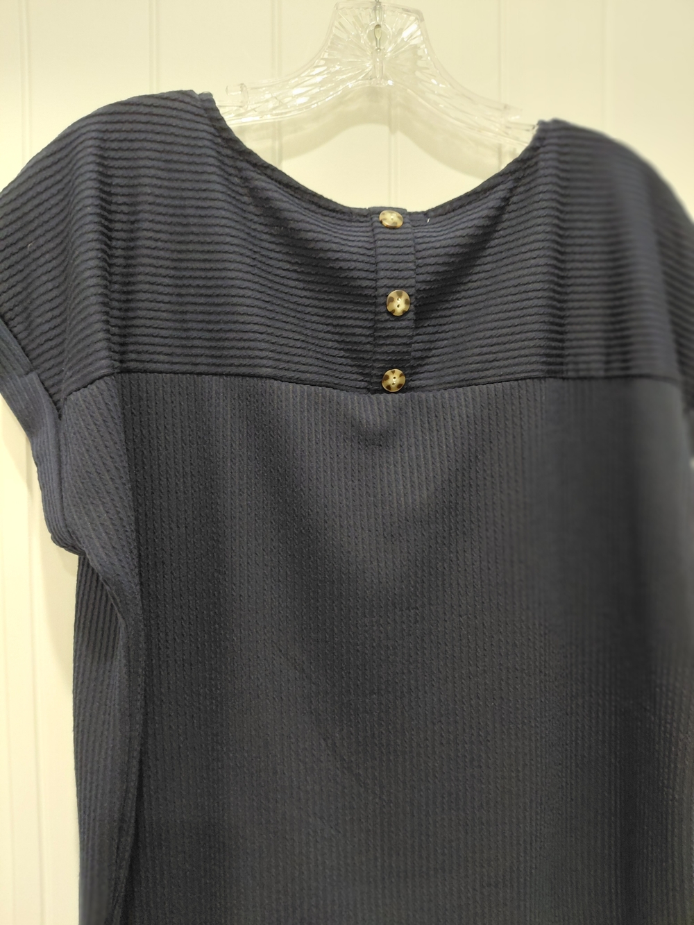 Navy Short Sleeve Ribbed Tee #0725 - Picture 7 of 9
